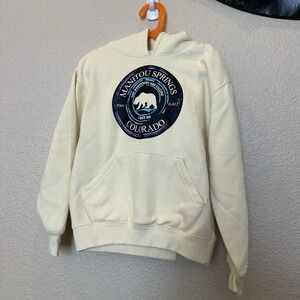 Kids Hoodie Sweatshirt Manitou Springs Colorado Yellow Bear Medium 7/8